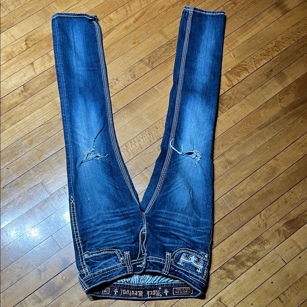 Rock Revival Blue Distressed Skinny Jeans